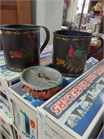 2 large metal cups and Ashtray