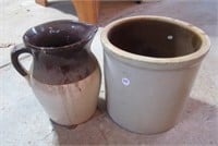 9.5" Crock and stoneware picture with damage.