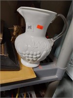 Milk Glass Pitcher with applied clear handle