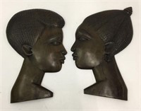 Pair Of African Carved Wooden Plaques