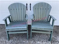 (2) Green adirondak chairs (composite HDPE poly)