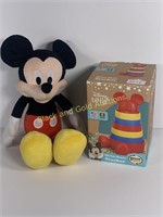 Mickey Plushy & NIB Mickey Stacker Toy