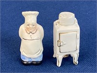 Vintage Chef and Refrigerator ceramic salt
