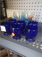 Cobalt Blue Mini Cups and Multicolored Glasses
