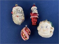 (4) Vintage Glass Ornaments, West Germany/Germany