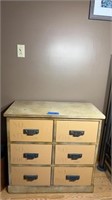 6 drawer decorative dresser: 31.5”x16”x30.25”