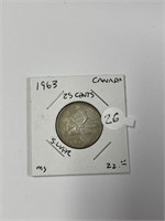 MS Grade 1963 Silver Canadian Quarter