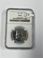1961 PF 66 Silver Franklin Half Dollar
