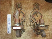 2 antique wired sconces