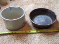 Crock and pottery bowl