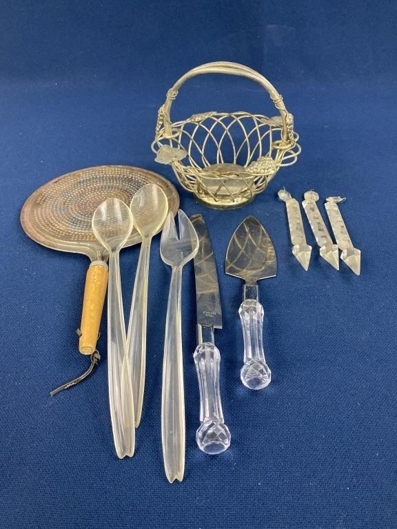 Vintage metal strainer, plastic and stainless