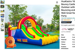 HuaKastro 16x7.2FT Inflatable Bouncy Castle