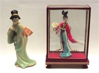Vintage Japanese Dolls 1-Ceramic 6" 1-Glass 7"
