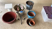 Planters : most hard plastic, one pottery, 1