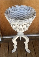 Wicker and wood planter 27” tall