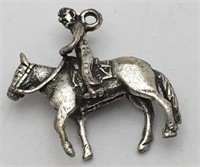 Sterling Silver Cowboy & Horse Charm