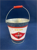 Coca Cola Metal Bucket, galvanized with handle,