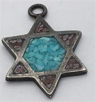Sterling Silver Coral & Turquoise Pendant