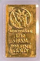 1/10 Gram .999 Fine Gold Bar Ser #720363