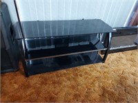 3 Shelf TV Stand. Glass Shelves with Metal Frame.
