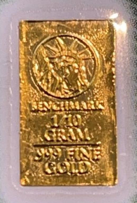 1/10 Gram .999 Fine Gold Bar Ser#720362