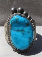 Sterling silver and turquoise ring.