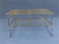 (2) Stackable/folding metal shelves