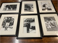 6 Vintage Photos / Black Picture Frame