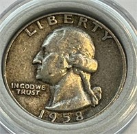 1958 USA 90% Silver Quarter
