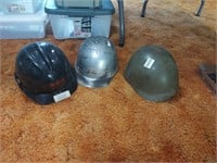 Lot of 3. 2 hard hats and 1 Military Helmet that