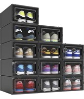 MELDEVO 12 Pack Shoe Organizer Boxes, Black