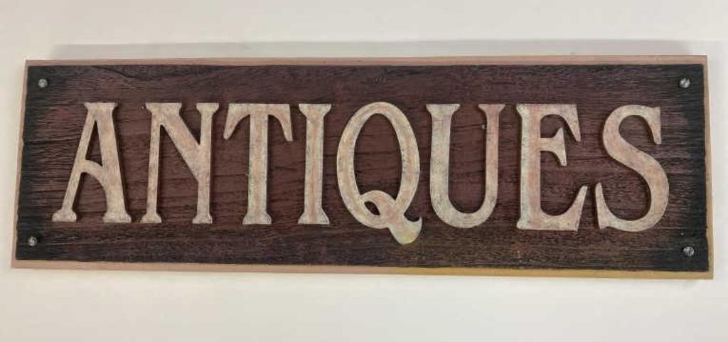 “Antiques” Wooden sign 19”x 6”