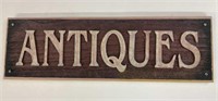 “Antiques” Wooden sign 19”x 6”