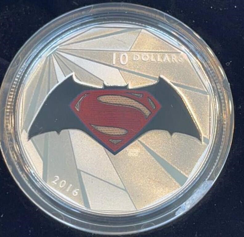 2016 $10 Fine Silver Batman vs Superman Coin
