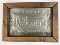 Wooden and Punch tin “Welcome” sign 16”x11 1/2”