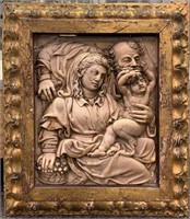 Signed Italian Marble Figural Relief Plaque