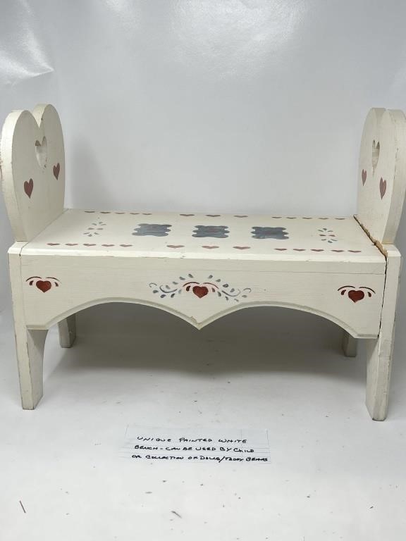 Unique Painted White Bench, Multi-Use, Can be