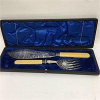 Serving Fork And Knife In Fitted Case