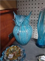 art glass owl vace, large