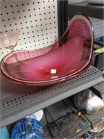 Large  pink art Glass Bowl deco.