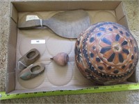 Vtg wooden lot with decor gourd