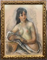 Artist Signed Drawing Of Nude Woman