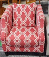 CUSHY PATTERNED SAMON COLORED CHAIR AND PILLOW