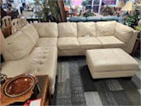 LEATHER SECTIONAL CREAM COLORED SOFA