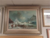 EUGENE GARIN BREAKING WAVES SEASCAPE PAINTING