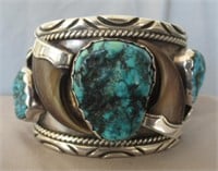 Heavy sterling and turquoise Native American