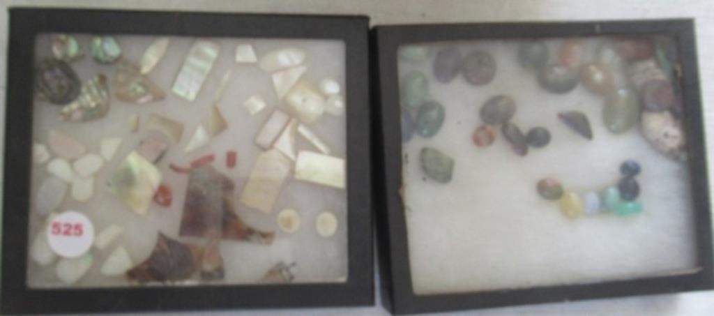 (2) Displays with various gemstones including