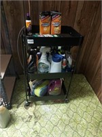 Folding Shelf on Casters and Contents.