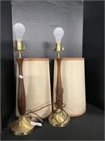 Pair of Walnut Mid Century Modern Table Lamps..