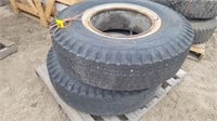 Two 11.00-20 tires on open center rims